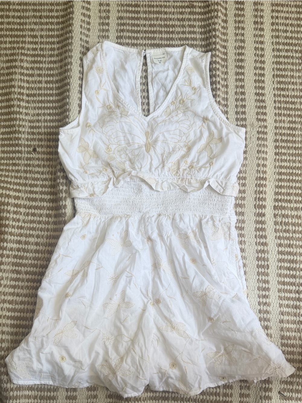 abercrombie kids White Embroidered Cotton Romper